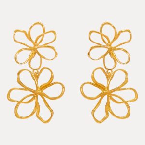 Flower Drop Earrings with Threaded Design