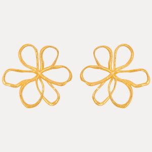 Outsized Flower Earrings with Thread Design