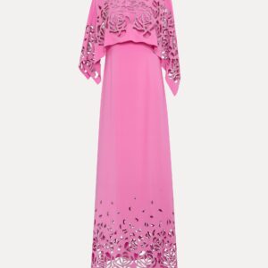 Rose-Embroidered Cape Kaftan